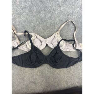 Lot 2 Olga GI8961A Cloud 9 Full Figure Lace Trim Minimizer Bras 36C Black Nude